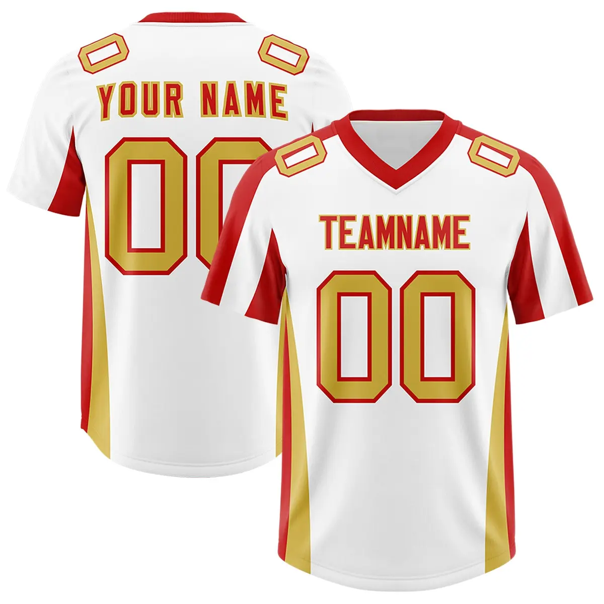 White Red Side Stripe Athletic Football Jersey