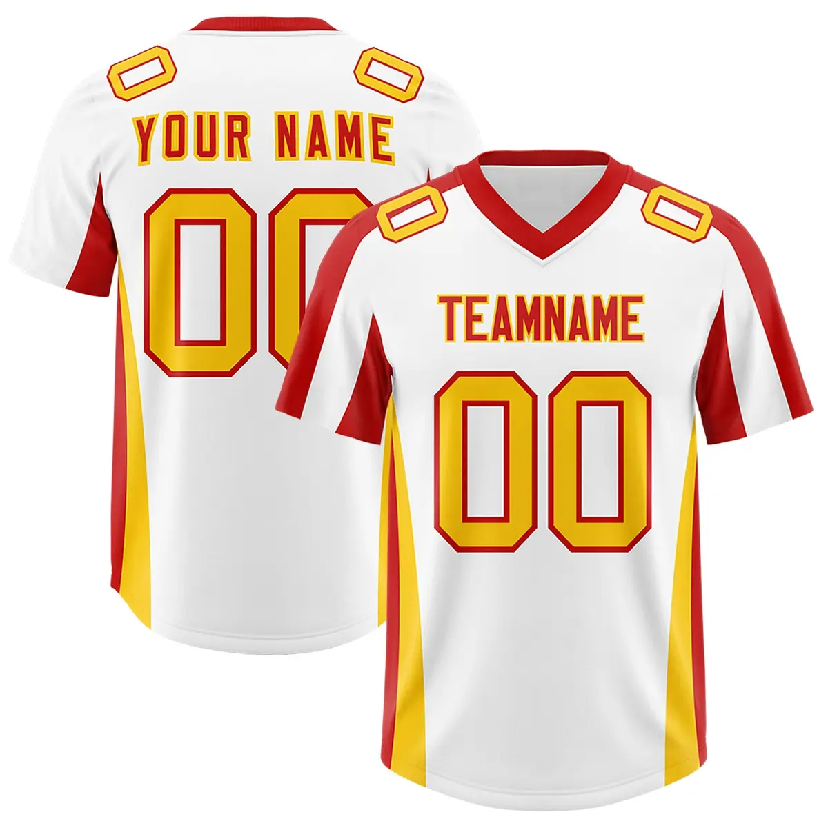 White Red Side Stripe Athletic Football Jersey