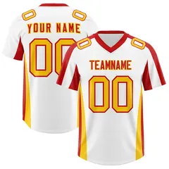White Red Side Stripe Athletic Football Jersey 1