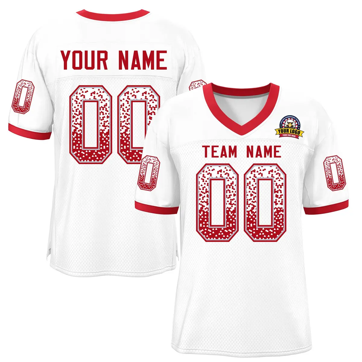 White Red-Silver Drift Fashion Mesh Football Jersey