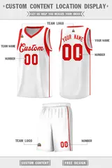 White Red Sleeve Color Blocking Classic Basketball Jersey 2