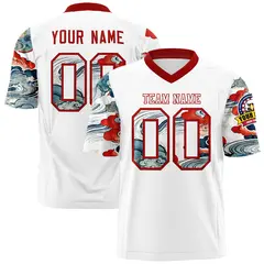 White Red Sleeve Ukiyo-e Auspicious Clouds Graffiti Football Jersey 1