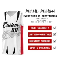White Red Snake Scale Venomous Fang Graffiti Basketball Jersey 2