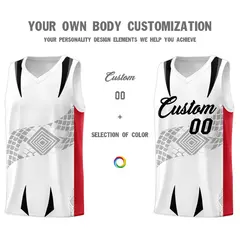 White Red Snake Scale Venomous Fang Graffiti Basketball Jersey 3
