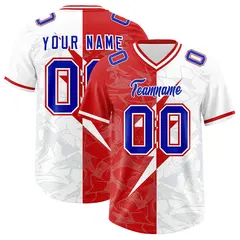 White Red Split Lightning Pattern Football Jersey 1
