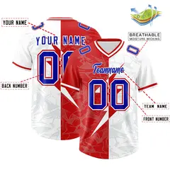 White Red Split Lightning Pattern Football Jersey 2