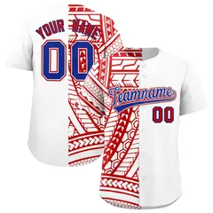 White Red Split Tribal Pattern Baseball Jersey