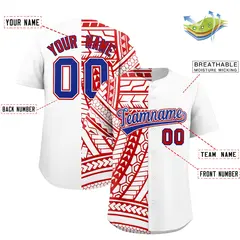 White Red Split Tribal Pattern Baseball Jersey 2
