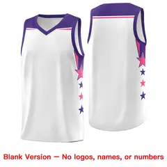 White Red Star Color Block Two Tone Side Basketball Jersey 6