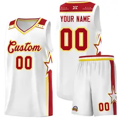 White Red Star Graffiti Basketball Jersey Sports Uniform