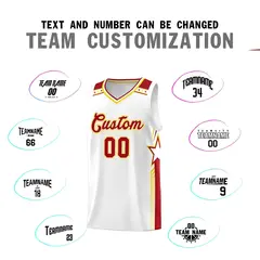White Red Star Graffiti Basketball Jersey Sports Uniform 4