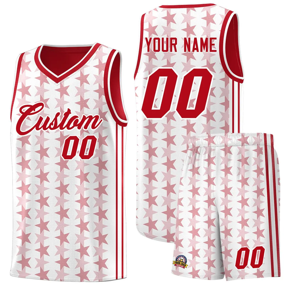 White Red Star Graffiti Sports Uniform Basketball Jersey