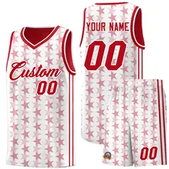 White Red Star Graffiti Sports Uniform Basketball Jersey