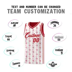 White Red Star Graffiti Sports Uniform Basketball Jersey 4
