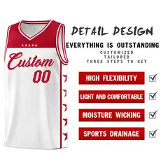 White Red Star Pattern Team Basketball Jersey 2