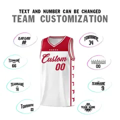 White Red Star Pattern Team Basketball Jersey 4