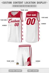 White Red Star Pattern Team Basketball Jersey 5