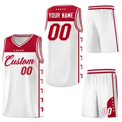 White Red Star Pattern Team Basketball Jersey 6