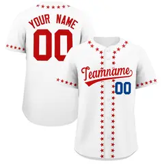 White Red Star Ribbing Authentic Baseball Jersey