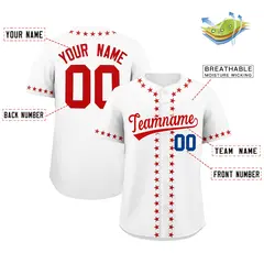 White Red Star Ribbing Authentic Baseball Jersey 2
