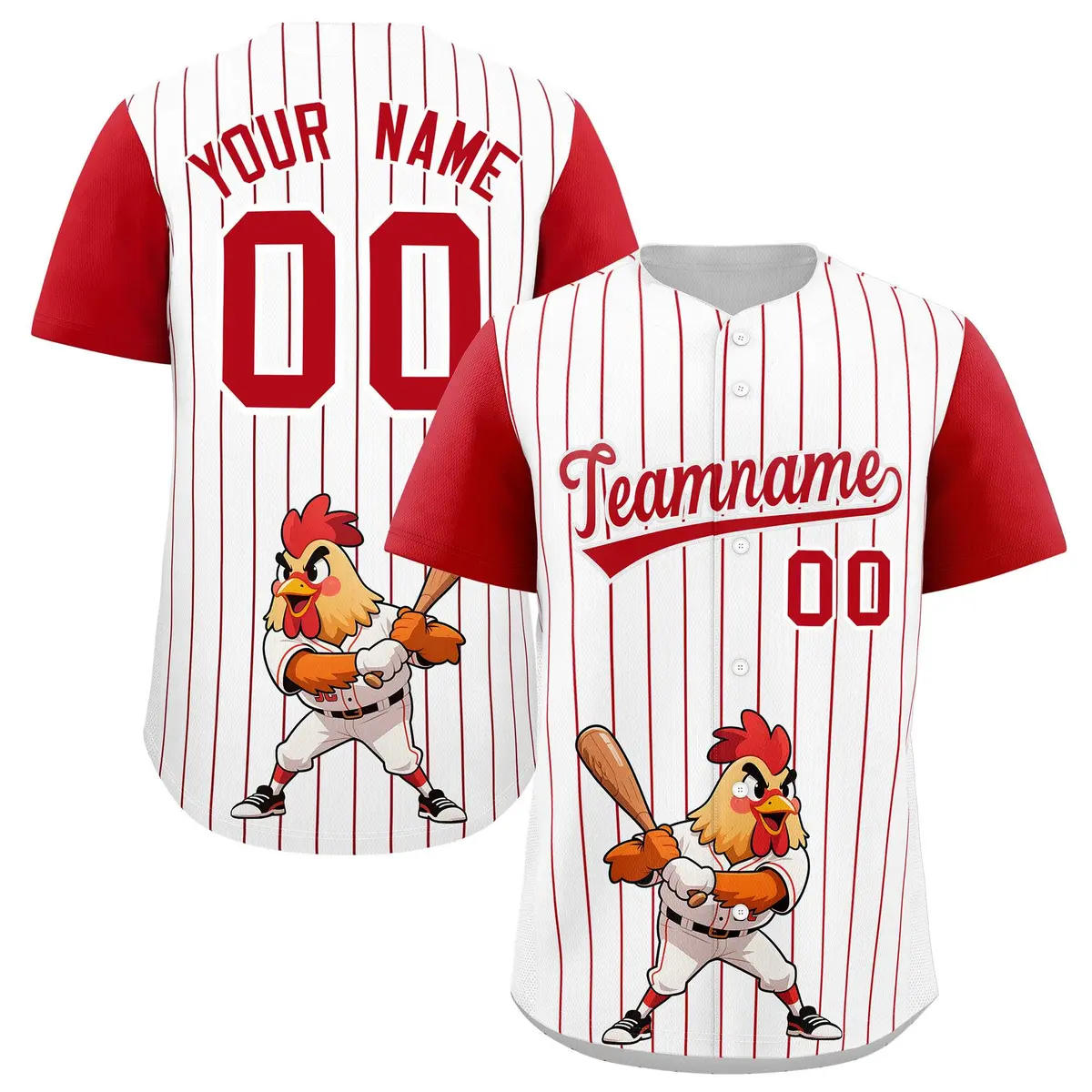 White Red Stripe Animals Graffiti Raglan Baseball Jersey