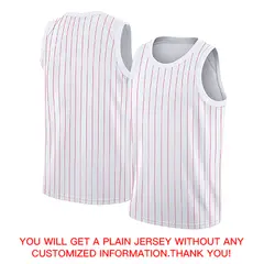 White Red Stripe Fashion Athletic Basketball Jersey 4