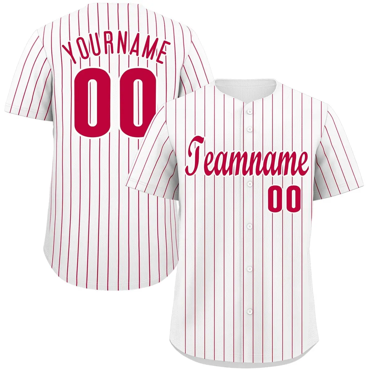 White Red Stripe Fashion Authentic Baseball Jersey