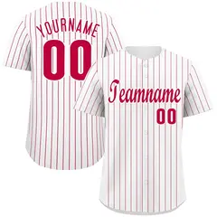 White Red Stripe Fashion Authentic Baseball Jersey 1