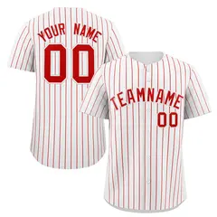 White Red Stripe Fashion Authentic Baseball Jersey