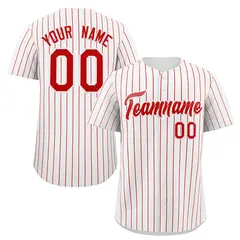 White Red Stripe Fashion Authentic Baseball Jersey