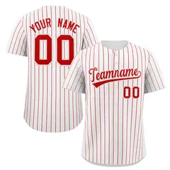 White Red Stripe Fashion Authentic Baseball Jersey