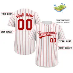 White Red Stripe Fashion Authentic Baseball Jersey 2