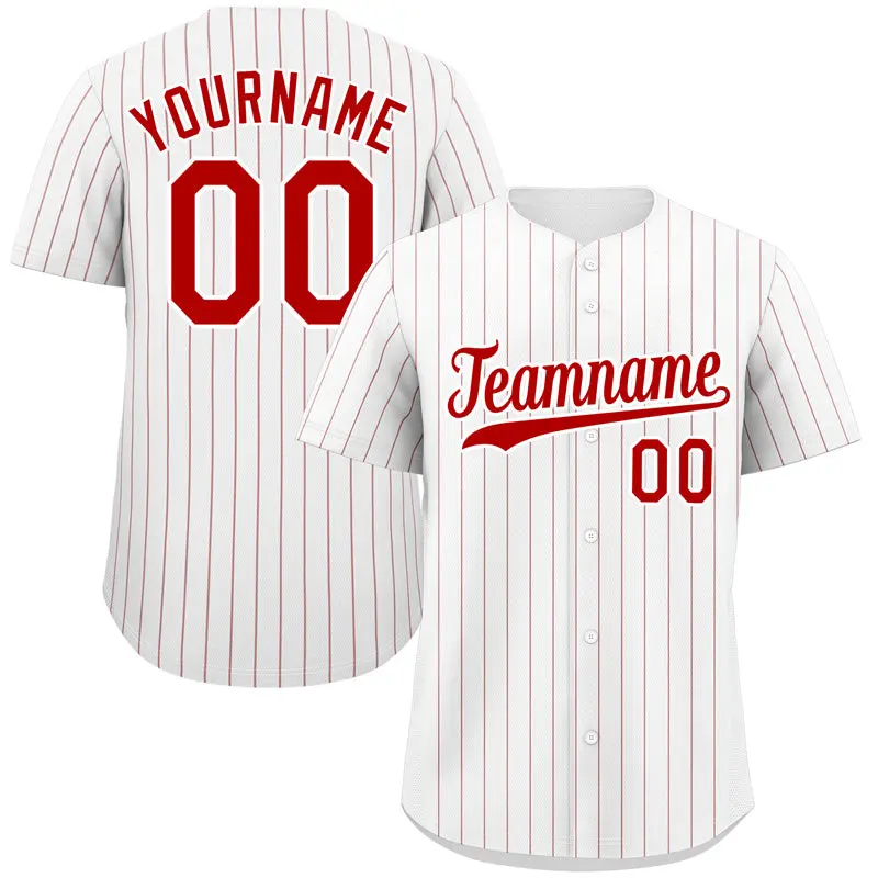 White Red Stripe Fashion Authentic Baseball Jersey