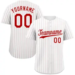 White Red Stripe Fashion Authentic Baseball Jersey