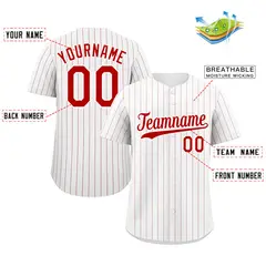 White Red Stripe Fashion Authentic Baseball Jersey 2