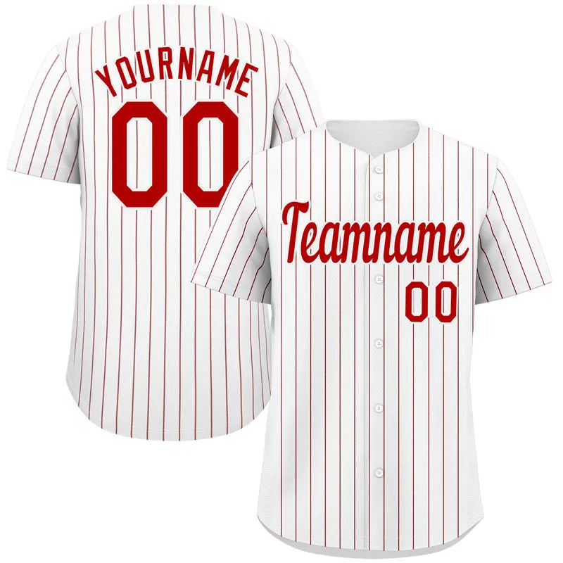 White Red Stripe Fashion Authentic Baseball Jersey