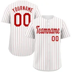 White Red Stripe Fashion Authentic Baseball Jersey 1