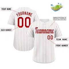 White Red Stripe Fashion Authentic Baseball Jersey 2