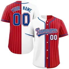 White Red Stripe-Solid Combo Authentic Baseball Jersey