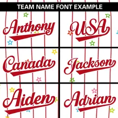 White Red Stripe Star Pattern Authentic Baseball Jersey 3