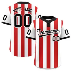 White Red Stripe Two-Button Softball Jersey