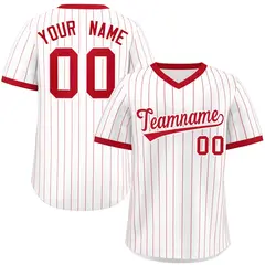White Red Striped Authentic Pullover Fashion Baseball Jersey
