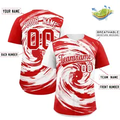 White Red Swirl Graffiti Pattern Authentic Baseball Jersey 2
