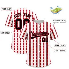 White Red Thick Stripes Star Pattern Baseball Jersey 2
