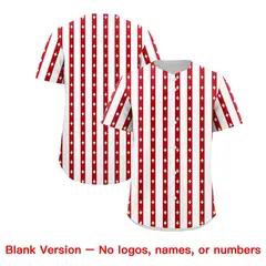 White Red Thick Stripes Star Pattern Baseball Jersey 7