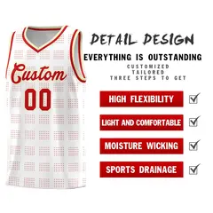 White Red Trailblazer Dot Pattern Basketball Jersey 2