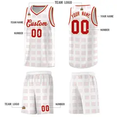 White Red Trailblazer Dot Pattern Basketball Jersey 5