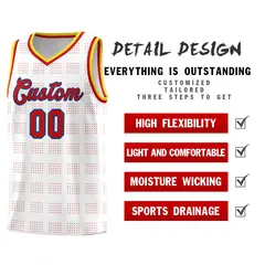 White Red Trailblazer Dot Pattern Basketball Jersey 2