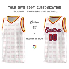 White Red Trailblazer Dot Pattern Basketball Jersey 3