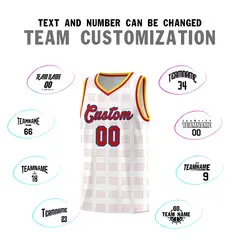 White Red Trailblazer Dot Pattern Basketball Jersey 4